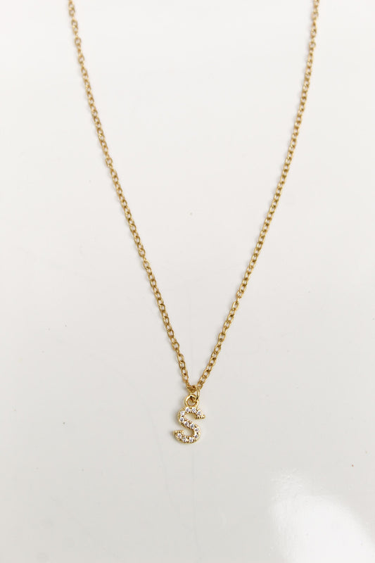 18k Gold Plated Tiny Sparkly Initial Necklace