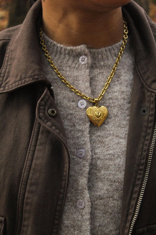 18k Gold Plated Chunky Locket Necklace