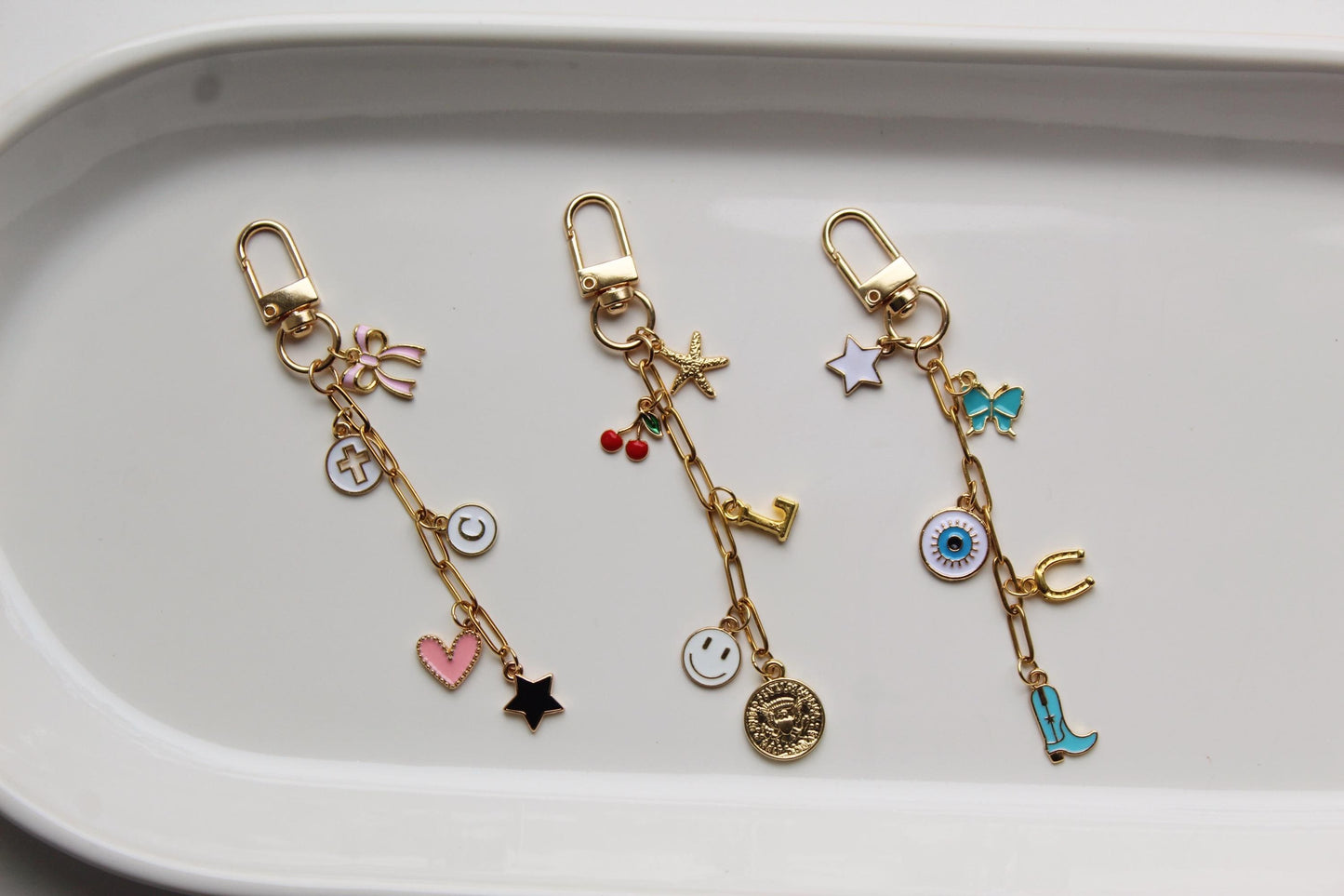 Custom Gold Charm Paperclip Keychain: Personalized Bag Purse Charm