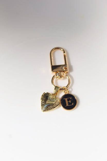 Enamel Initial Locket Keychain: Personalized Purse Charm