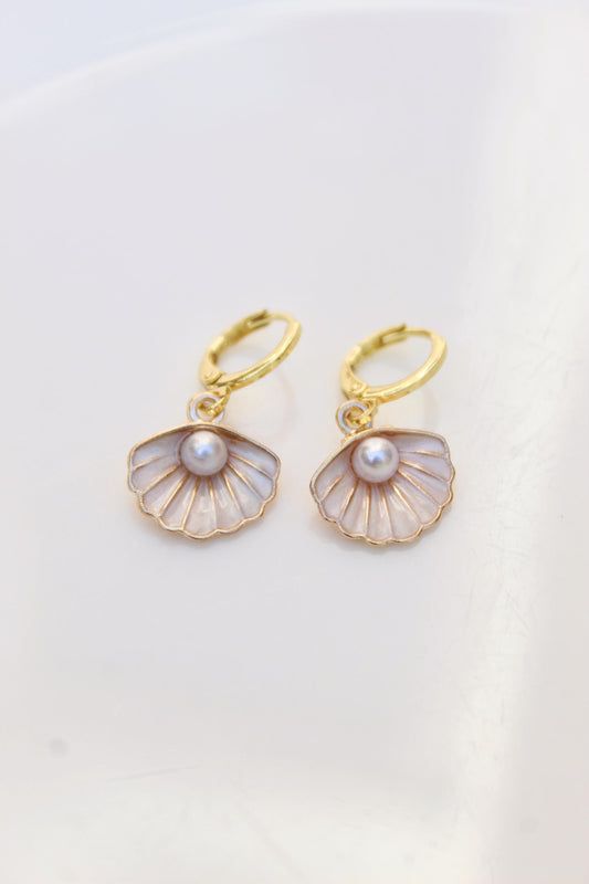 Gold Seashell Charm Earrings: Summer Jewelry