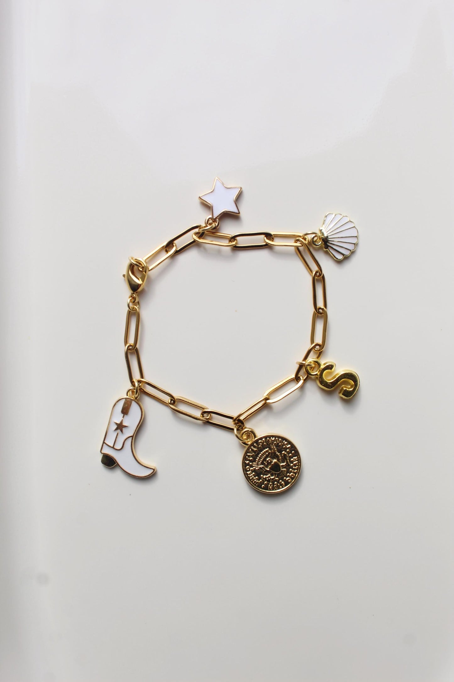 Personalized Gold Charm Paperclip Bracelet: Custom Stainless Steel Jewelry