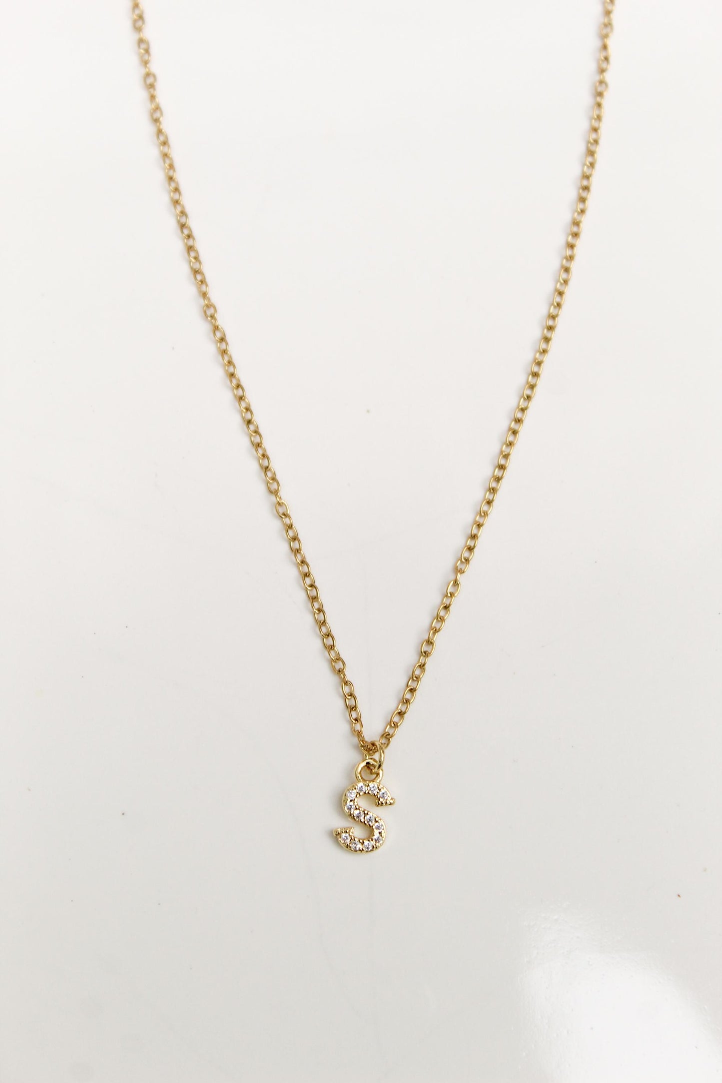 18k Gold Plated Tiny Sparkly Initial Necklace