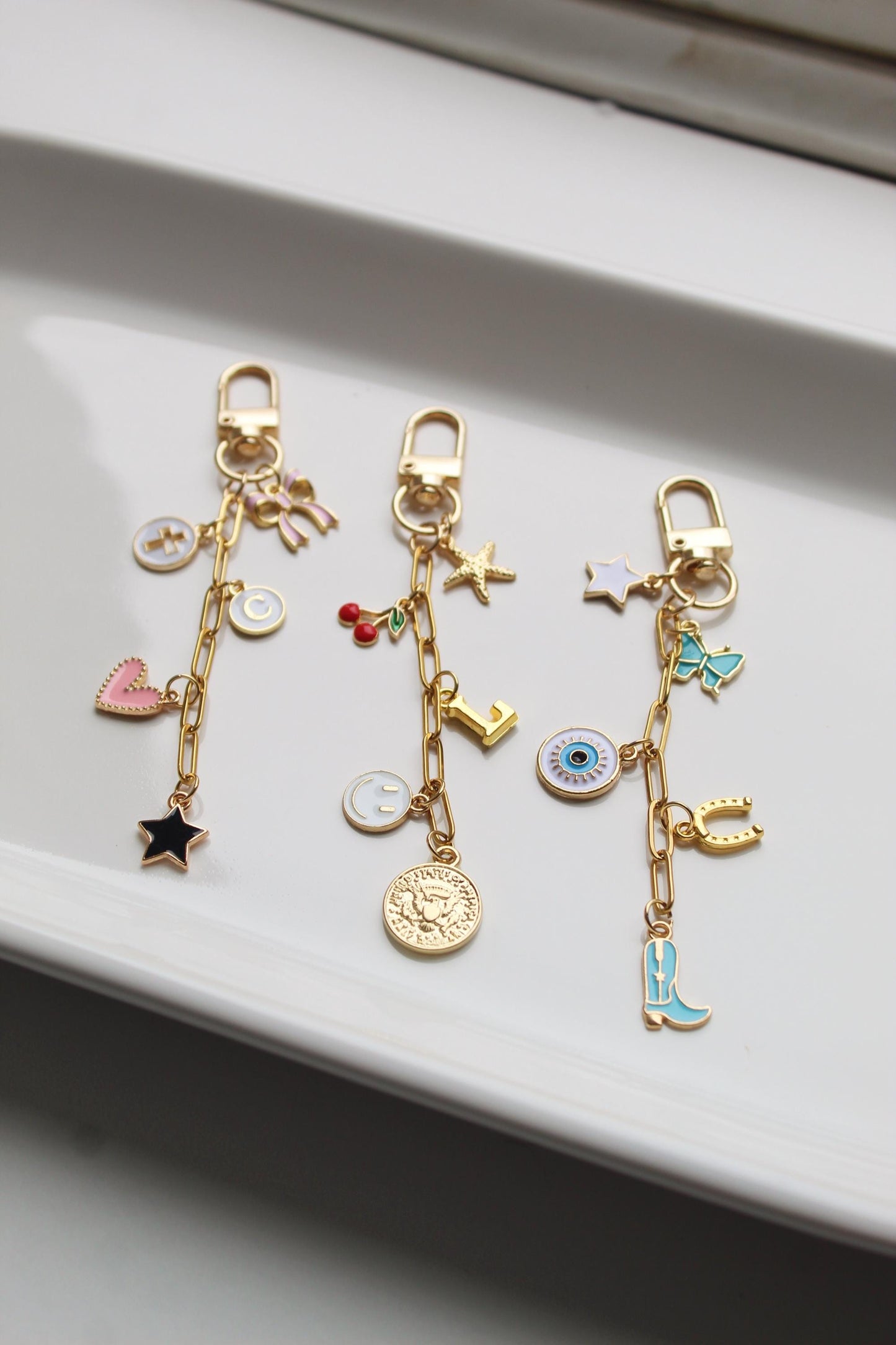 Custom Gold Charm Paperclip Keychain: Personalized Bag Purse Charm