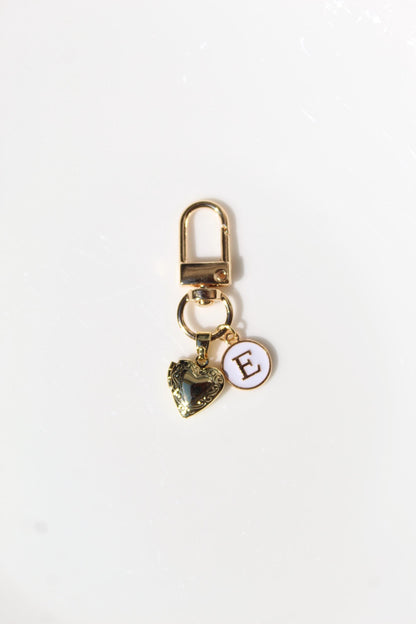 Enamel Initial Locket Keychain: Personalized Purse Charm
