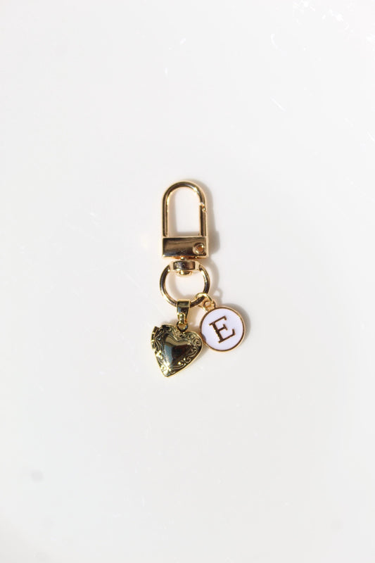 Enamel Initial Locket Keychain: Personalized Purse Charm
