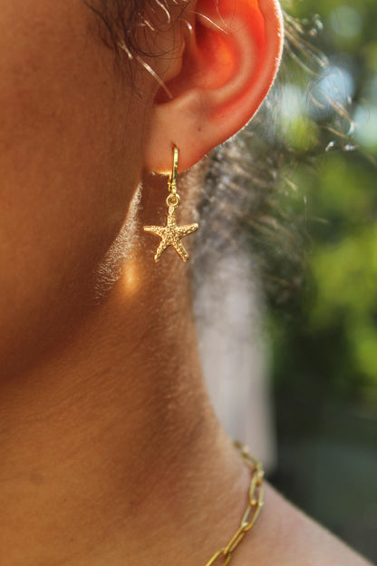 Gold Seashell Charm Earrings: Summer Jewelry