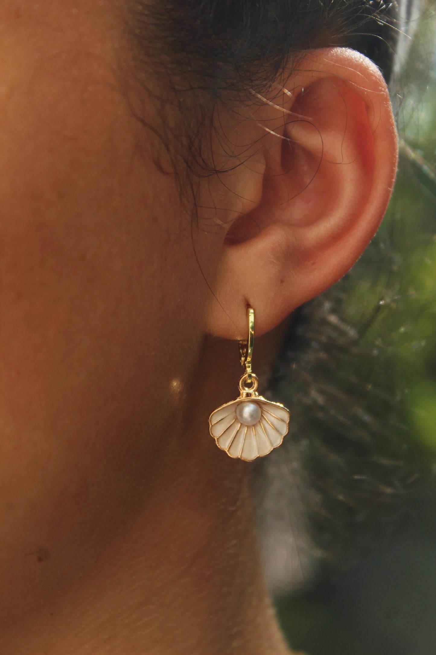 Gold Seashell Charm Earrings: Summer Jewelry