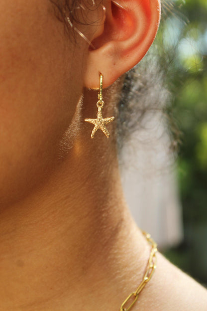 Gold Seashell Charm Earrings: Summer Jewelry