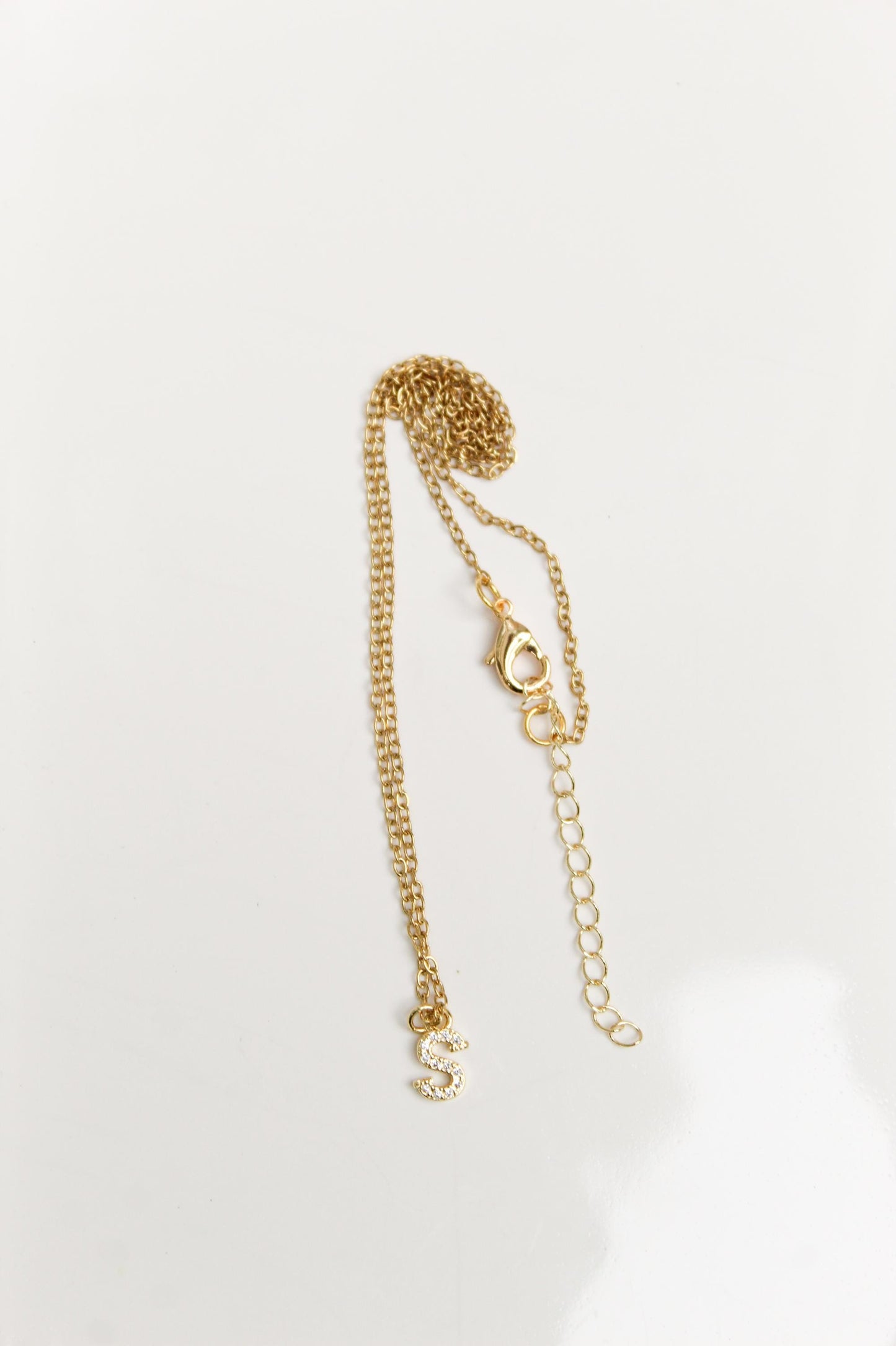 18k Gold Plated Tiny Sparkly Initial Necklace