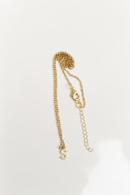 18k Gold Plated Tiny Sparkly Initial Necklace