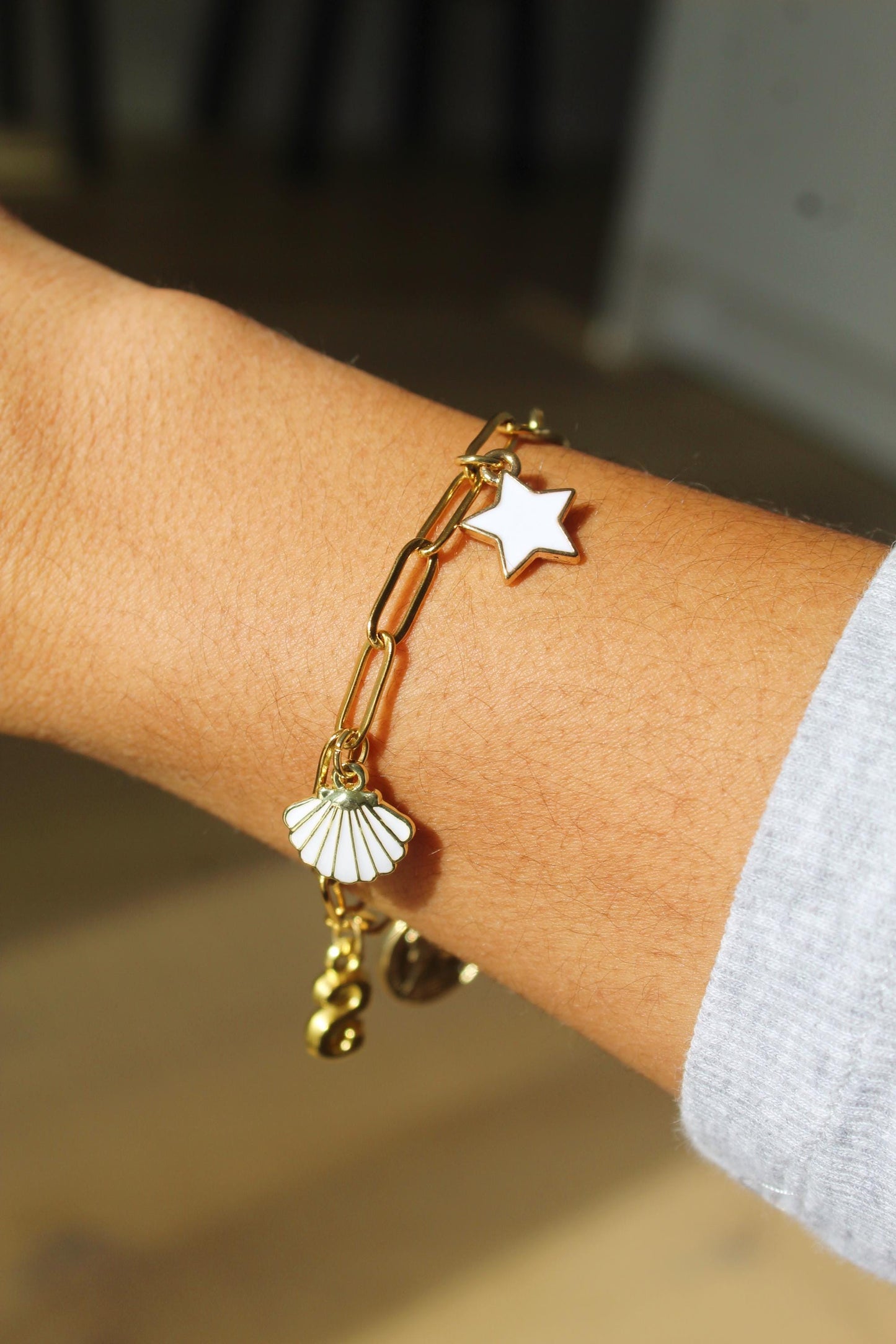 Personalized Gold Charm Paperclip Bracelet: Custom Stainless Steel Jewelry