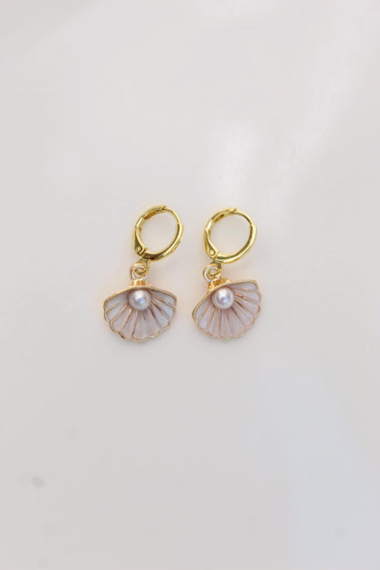 Gold Seashell Charm Earrings: Summer Jewelry