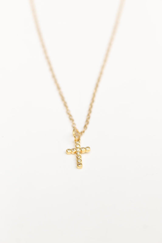 18k Gold Plated Tiny Cross Necklace