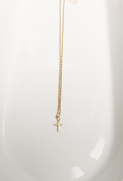 18k Gold Plated Tiny Cross Necklace