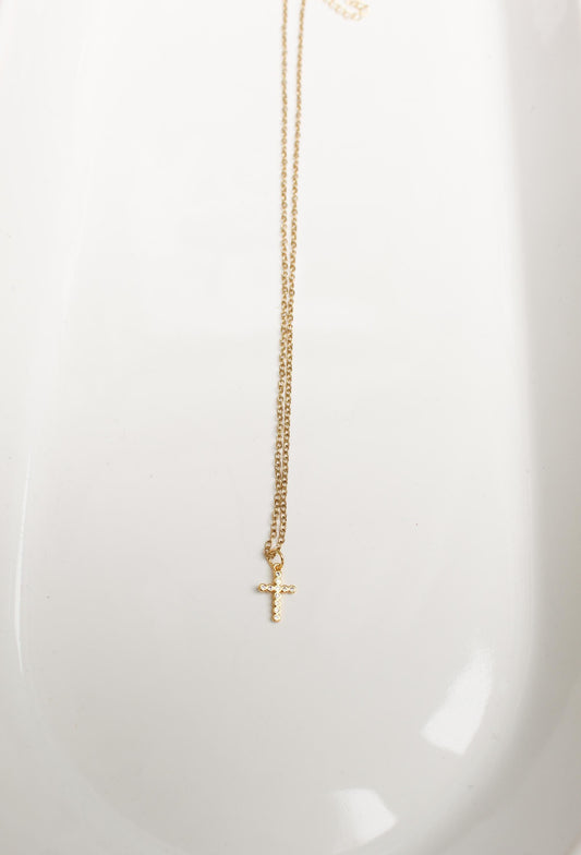 18k Gold Plated Tiny Cross Necklace