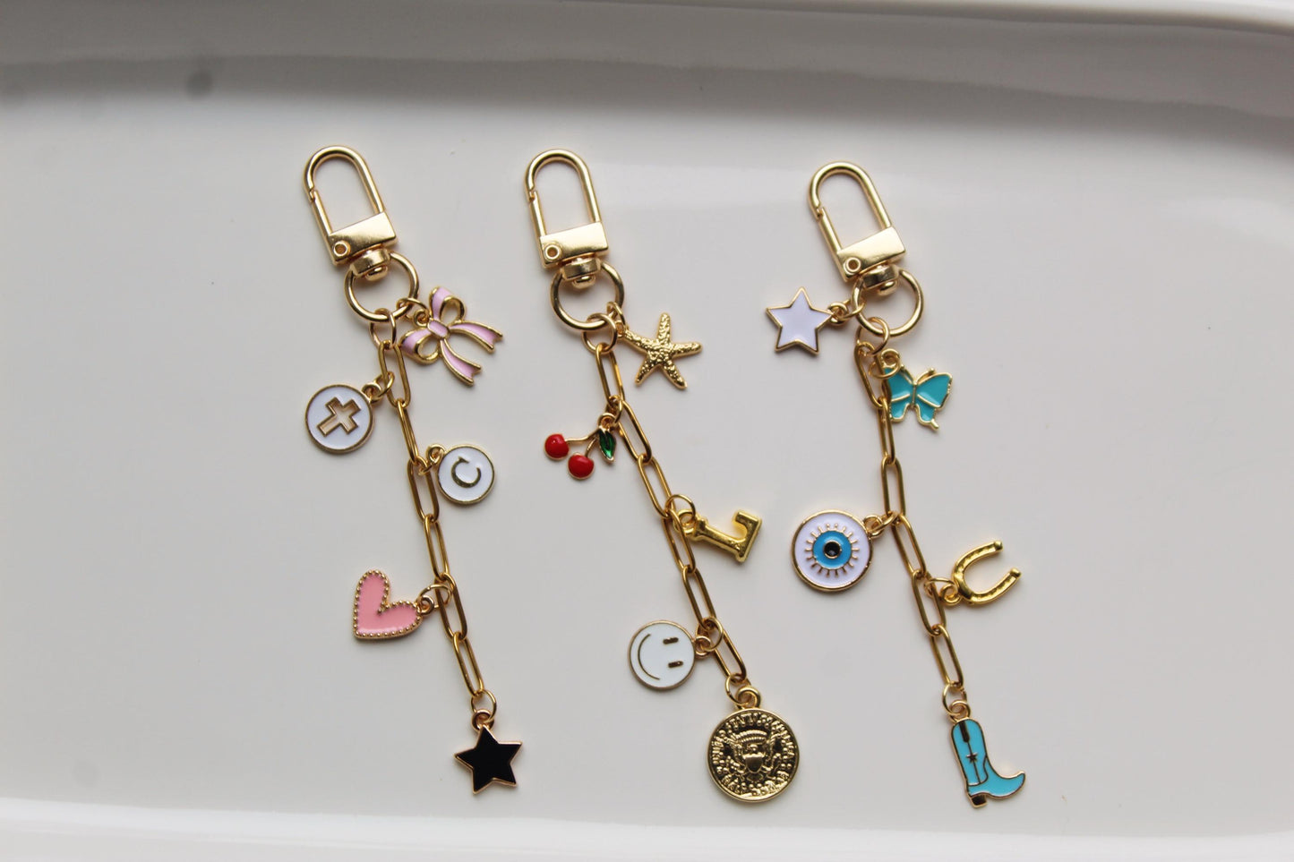 Custom Gold Charm Paperclip Keychain: Personalized Bag Purse Charm