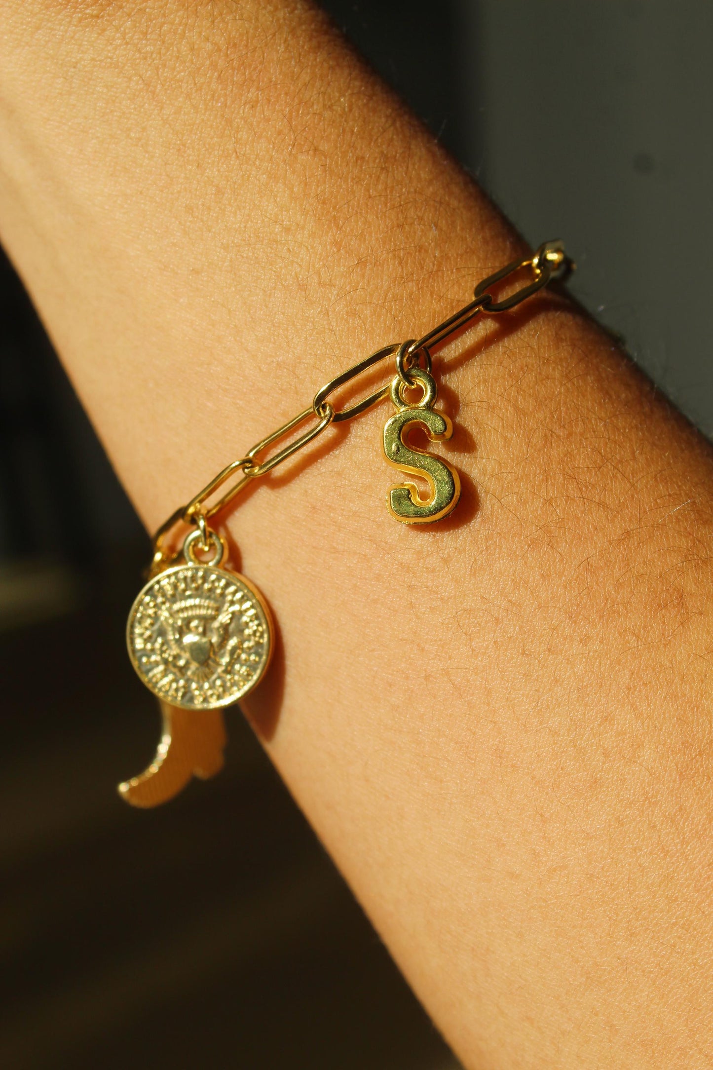 Personalized Gold Charm Paperclip Bracelet: Custom Stainless Steel Jewelry