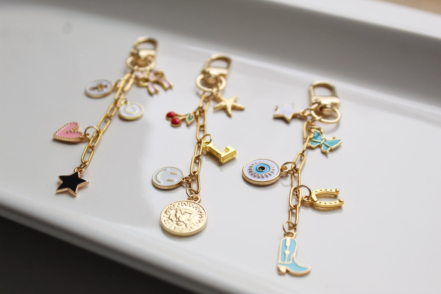 Custom Gold Charm Paperclip Keychain: Personalized Bag Purse Charm