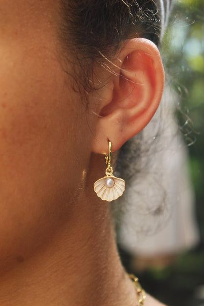 Gold Seashell Charm Earrings: Summer Jewelry