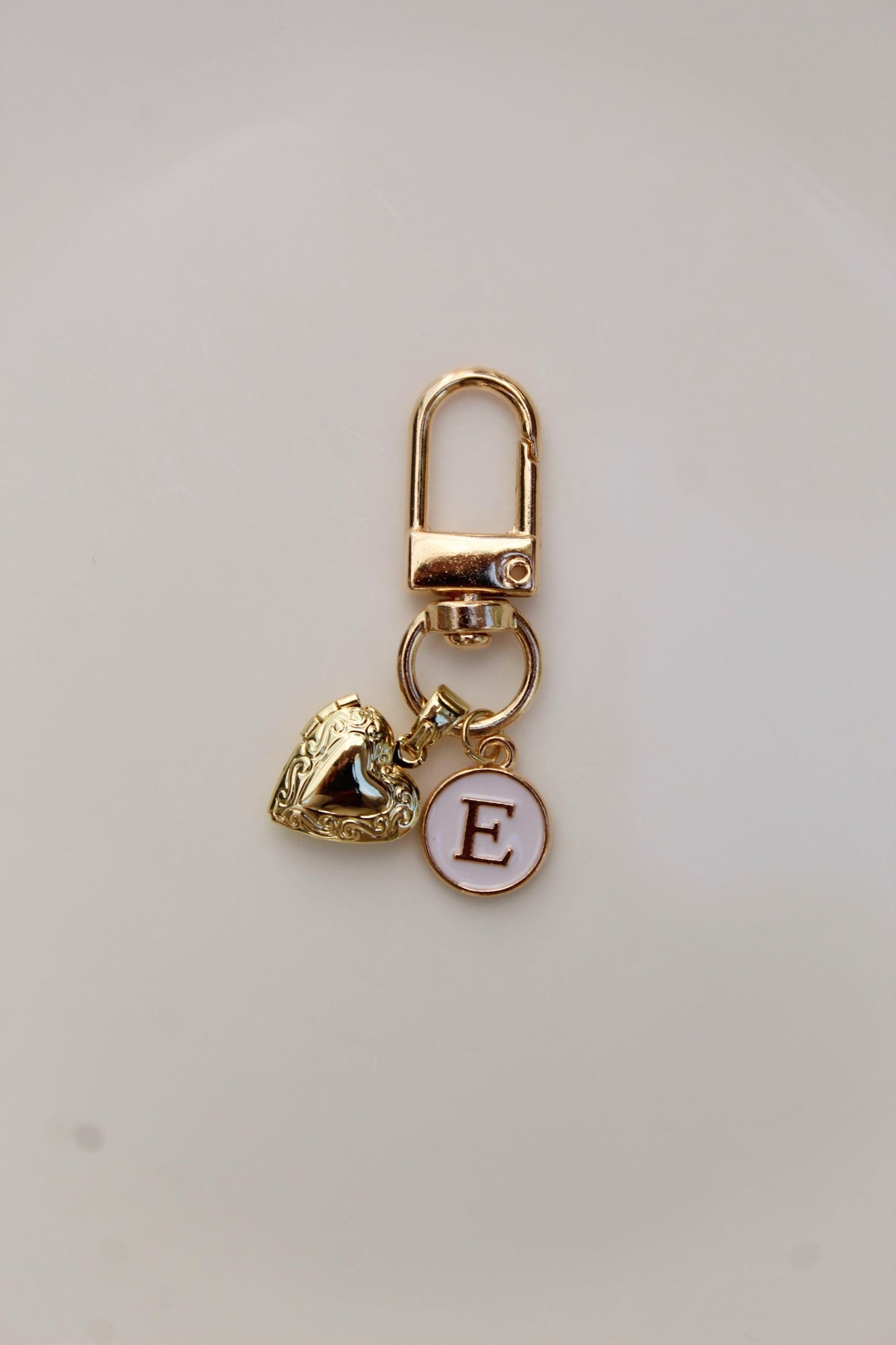 Enamel Initial Locket Keychain: Personalized Purse Charm