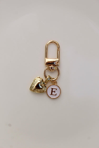 Enamel Initial Locket Keychain: Personalized Purse Charm