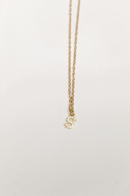 18k Gold Plated Tiny Sparkly Initial Necklace