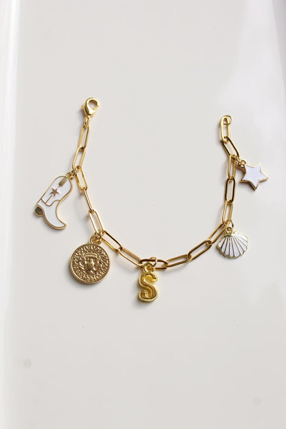 Personalized Gold Charm Paperclip Bracelet: Custom Stainless Steel Jewelry